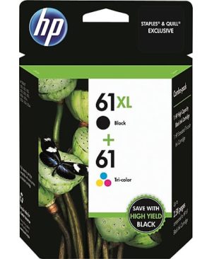 Genuine HP 61XL Black High Yield/61 Tri-color Original Ink Cartridges,Multi-pack,CZ138FN