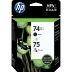 HP 74XL/75 HY Black, Standard Tri-color Ink Cartridges,CZ139FN