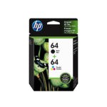 Original  HP 64/64   Black & Tri-color Ink Cartridges,X4D92AN, 2-Pack