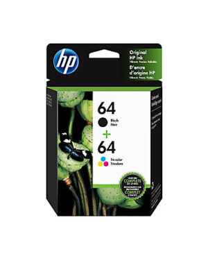 Original  HP 64/64   Black & Tri-color Ink Cartridges,X4D92AN, 2-Pack