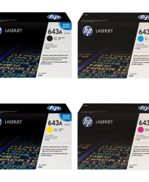 HP 643A BK/C/Y/M Toner Cartridges, Q5950A,Q5951A,Q5952A,Q5953A, 4-PK