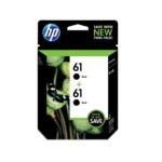 Original HP 61 Black Ink Cartridges, Standard Yield, 2/Pack, CZ073FN