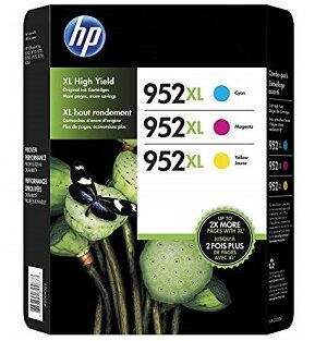 Original HP 952XL High Yield C/Y/M Ink Cartridges , 3PK , N9K30BN