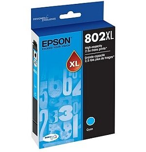 Epson 802XL High Yield Cyan Ink Cartridge, T802XL220-S