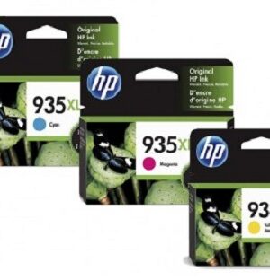 HP 935XL High Yield Cyan/Yellow/Magenta Ink Cartridges, F6U05BN