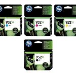 Original HP 952XL High Yield Black And Tri-color Ink Cartridges,4PK, N9K30BN, F6U19AN