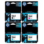 HP 564 Standard Yield Black/Yellow/Cyan/Magenta Ink Cartridges, 4PK, 3YQ22AN