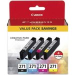 Canon CLI 271 Black/Color Ink Cartridges, 4/Pack (0390C005)