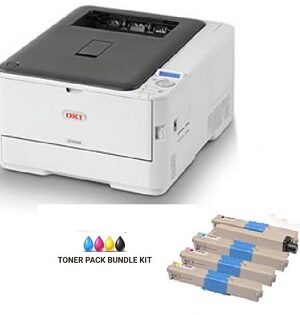 OKI C332DN Digital Color Printer w/ 1.5 CMYK Rainbow Toner Pack, 62447501-K