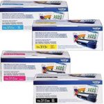 Original Brother TN-315 High Yield Black Cyan Yellow Magenta Toner Cartridges, 4 Pack
