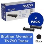 Genuine Brother TN760 High Yield Black Toner Cartridge, 2-Pack, 3,000 Page Yield/Cartridge