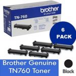 Genuine Brother TN760 High Yield Black Toner Cartridge, 6-Pack, 3,000 Page Yield/Cartridge