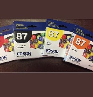Epson 87 Standard Yield Black/Yellow/Red/Orange Ink Cartridges, 4PK, Warranty Expiry 05-2016 & 12-2016