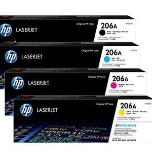 HP 206A Standard Yield Black Cyan Yellow Magenta Toner Cartridges,4PK, W2110A, W2111A, W2112A, W2113A