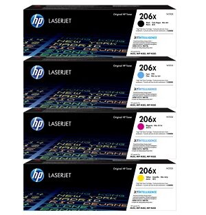 HP 206X (W2110X, W2111X, W2112X, W2113X) High Yield Black Cyan Yellow Magenta Toner Cartridges,4PK
