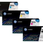 Original HP 504A, CE250A CE251A CE252A CE253A BK/C/Y/M Toner Cartridges, 4PK