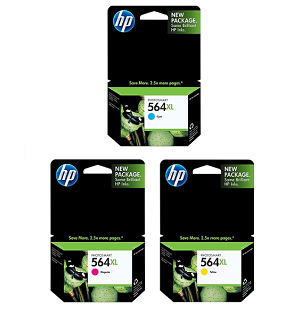 HP 564XL High Yield Cyan Yellow Magenta Ink Cartridges, 3 Pack