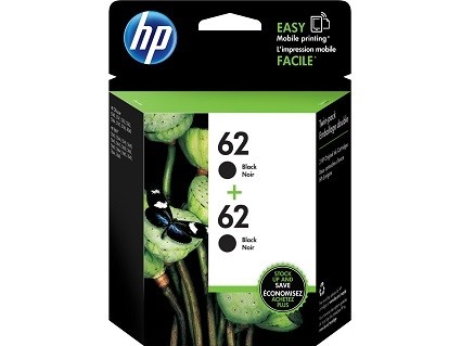 HP 62 Black Ink Cartridge Twin Pack (T0A52AN) - 2 X C2P04AN - Original OEM - Exp 2026+