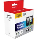 Canon - PG-260 / CL-261 2-Pack Standard Capacity Black/Color Ink Cartridges,3725C006, Fits PIXMA TR7020, TS6420, and TS5320 Printers