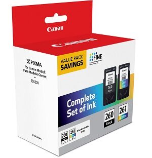 Canon - PG-260 / CL-261 2-Pack Standard Capacity Black/Color Ink Cartridges,3725C006, Fits PIXMA TR7020, TS6420, and TS5320 Printers