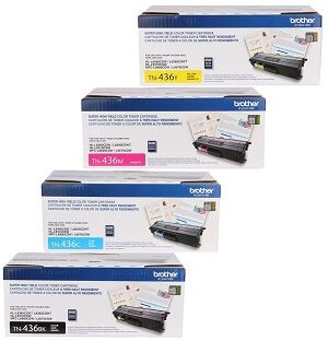 Brother TN436 Extra High Yield Black, Cyan, Magenta, Yellow, Toner Cartridge, 4/Pack