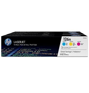 HP 126A (CF341A) Cyan Yellow Magenta Toner Cartridge - Tri-pack - 1000 Pages