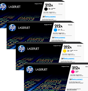 HP 212A Standard Yield Black Cyan Yellow Magenta Toner Cartridges - 4PK - W2120A, W2121A, W2122A, W2123A