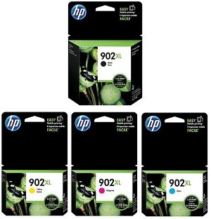 HP 902XL Black/Cyan/Magenta/Yellow Ink Cartridges, High Yield, 4/Pack