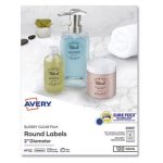 Avery® Glossy Clear Print-to-the-Edge Easy Peel Labels With Sure Feed® Technology, 22825, Round, 2" Diameter, Clear, Pack Of 120