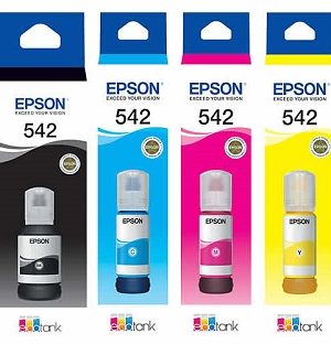 Epson T542 Ultra High Yield Pigment Black Cyan Yellow Magenta Ink Refill Kit - 4PK