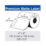 Epson C60MD003 ColorWorks Premium Matte, 4" x 6" Die Cut Roll for C6000 and C7500 Series -1000 lbls/roll -  Box of 2 rolls