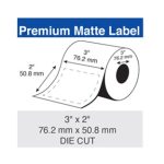 Epson C60MD004 ColorWorks Premium Matte, 3" x 2" Die Cut Roll for C6000 and C7500 Series -2820 lbls/roll -  Box of 2 rolls