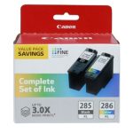CANON PG-285XL/CL-286 XL BLACK & COLOR PACK INK CARTRIDGE, 6196C004 .