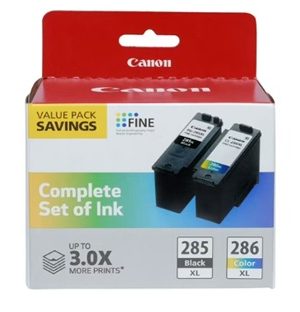 CANON PG-285XL/CL-286 XL BLACK & COLOR PACK INK CARTRIDGE, 6196C004 .