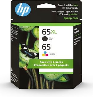 HP 65XL/65 High Yield Black and Standard Yield Tri-Color Ink Cartridge, 2/Pack (6ZD95AN)