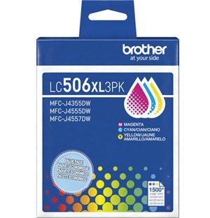 Brother LC506XL High Yield Cyan/Yellow/Magenta Ink Cartridges-3PK- LC506XL3PK