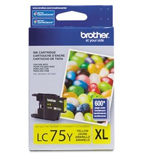 Brother LC75Y Innobella High-Yield Yellow Ink Cartridge, 600 Page-Yield