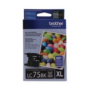 Brother LC75BK Innobella High-Yield Black Ink Cartridge, 600 Page-Yield