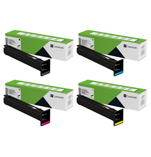 Lexmark 77L10K0, 77L10C0, 77L10Y0, 77L10M0  Black/Cyan/Yellow/Magenta Toner Cartridge Set, 4 Pack