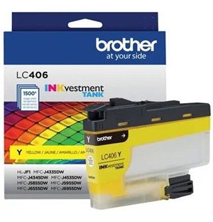 Brother LC406 Standard-yield Yellow Ink Cartridge, Yields approx. 1,500 pages - LC406YS